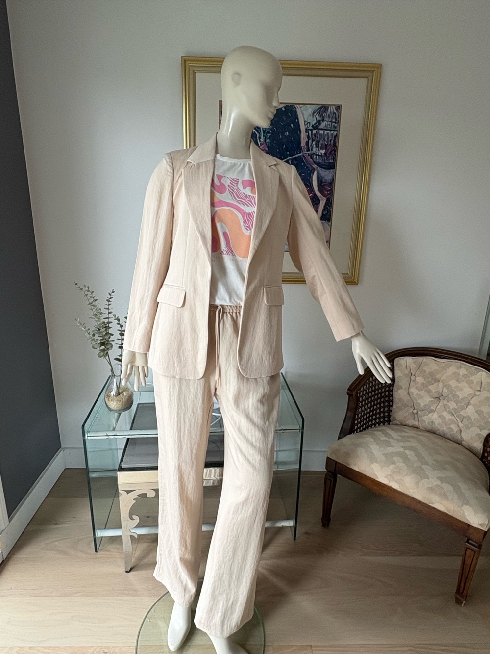 ESQUALO Cream Tailored Blazer .